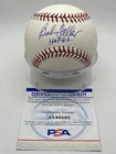 Bob Feller HOF 62 Cleveland Indians Signed Autograph OMLB Baseball PSA DNA *92