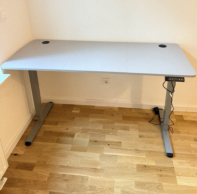 JUMMICO Height-Adjustable Desk with USB Charging Port, 140 x 60 cm