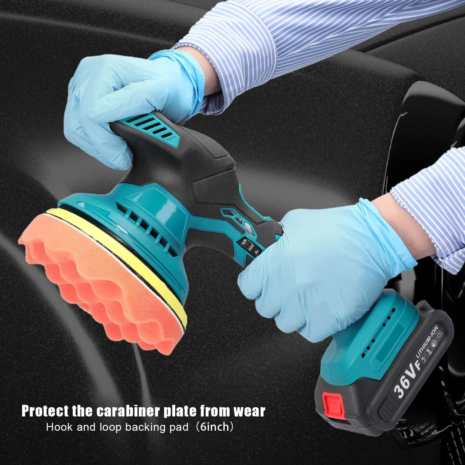 Dual Action Car Polisher Buffer Machine Cordless 6" Sander Polishing Kit Battery - product detail image 9