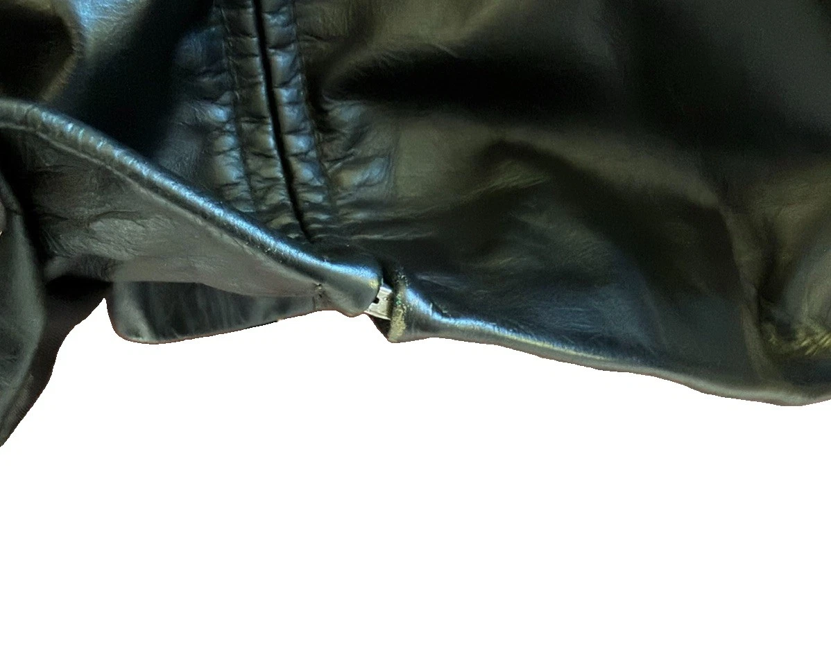 Vintage Gap Leather Black Jacket Quilted Lined Full Zip Front Pockets Men’s XL - product detail image 7