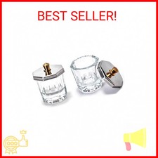 Kalolary 2 Pcs Mini Dappen Dish for Nail Acrylic Powder, Glass Crystal Cup with