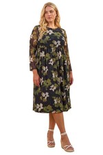 Floral Mesh Midi Stretch Dress For Women UK - Ladies Roman Originals