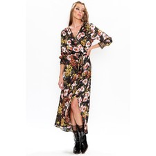 Aratta Silent Journey Savannah Floral Wrap Hi Low Embroidered Sequin Dress Large