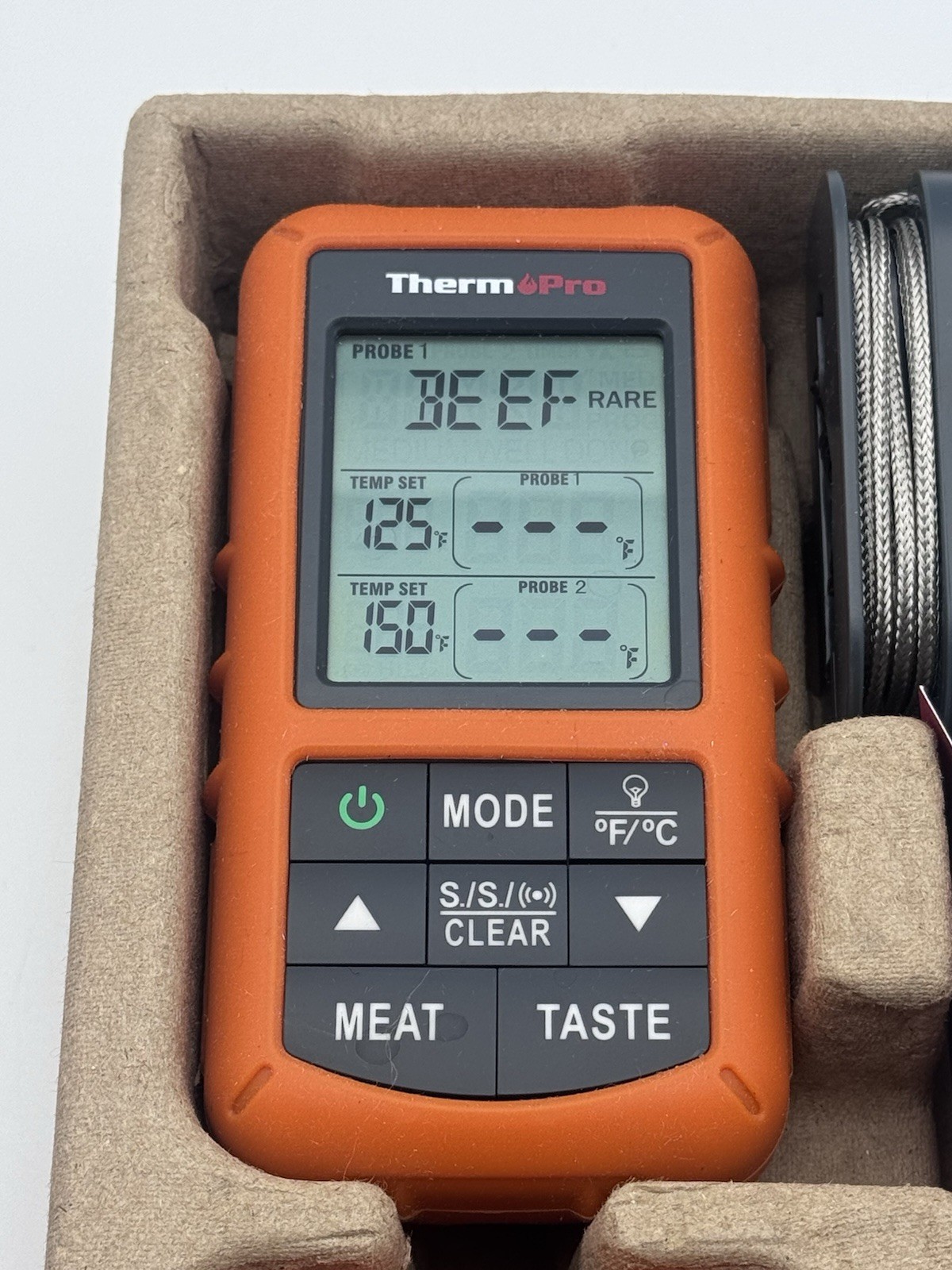 Therm Pro Remote Food Thermometer With Probes TP-20B Orange 500ft range