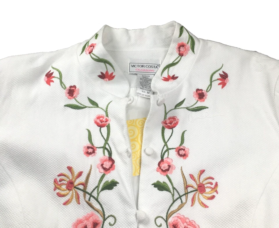Espanador Feminino Victor Costa Ocasião Tamanho M Bordado Floral Manga Longa Forrado Novo com etiquetas - Imagem 2 de 4