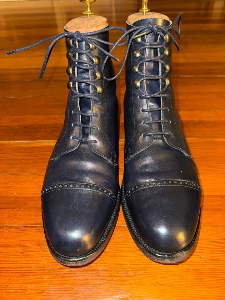 Bota de vestir Tricker’s “Super Boot” M5635 azul marino con puntera y puntera - Reino Unido 9,5 - Hecha en Inglaterra Foto 4 de 4