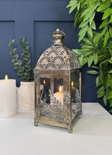 Vintage Style Glass Candle Holder Floor Table Lantern | Hand Welded Home Decor