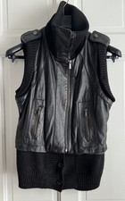 BCBGMAXAZRIA Women's Moto Vest | Leather Knit Nylon | Size Small