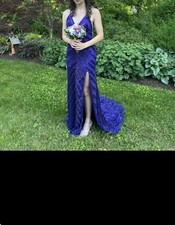 Aleta Purple Sequin PROM Dress Side Slit Size 2