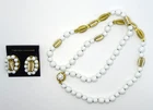 Vtg Signed Miriam Haskell Milk Glass Goldtone Bead Costume Jewelry Necklace - S1