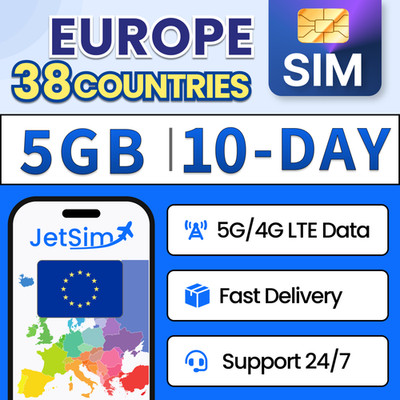 Europe SIM Card - 5GB High-Speed, 10 Day-Travel SIM Card