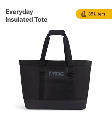 RTIC Everyday Insulated Tote, 35L Cooler, Leak-Proof, Holds 58 Cans – Black