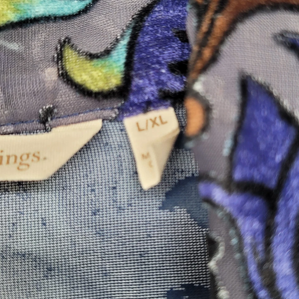 Soft Surroundings Blue Burnout Velvet Boho Open Front Cardigan Kimono Size L/XL - Image 3 of 4