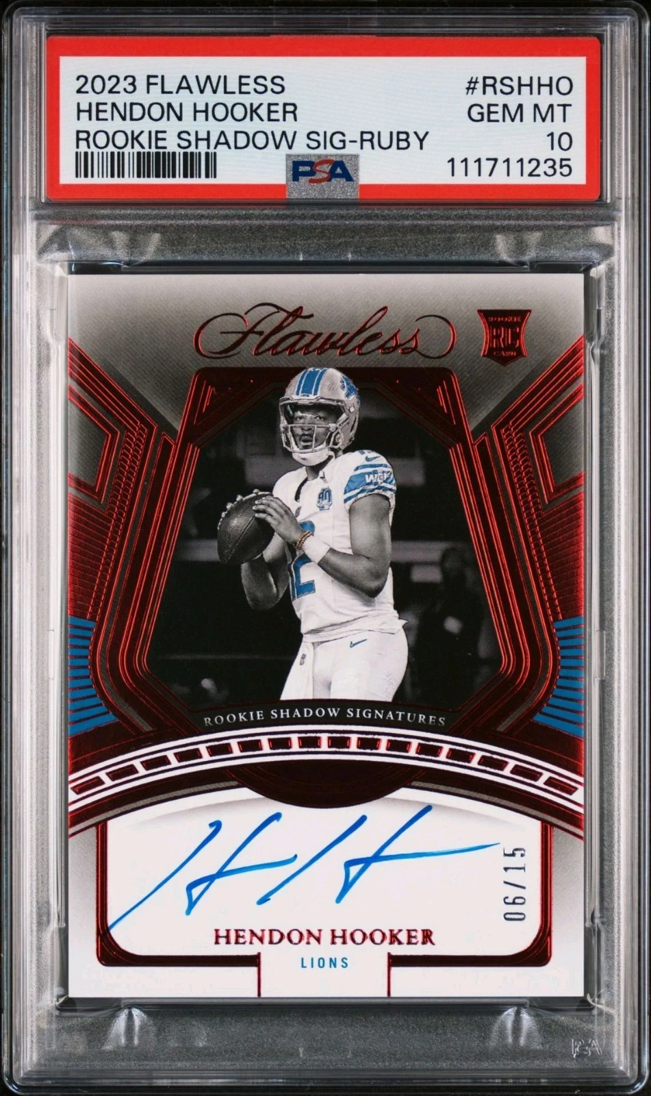 Hendon Hooker Panini Flawless Rookie Shadow Signatures #RSHHO Ruby