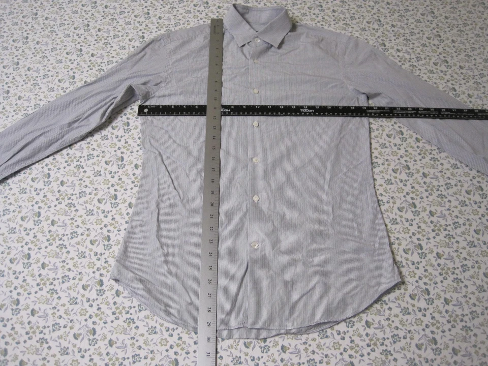 Camisa Salvatore Ferragamo Para Hombre Pequeña Azul Rayas Manga Larga Hecha en Italia Foto 2 de 4