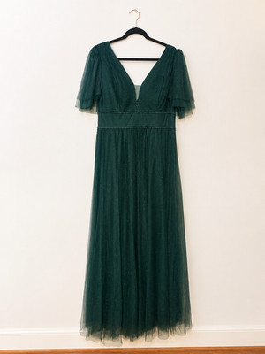 Ever-Pretty Dark Green Glitter Tulle Formal Evening Gown Plus US 18 NWT