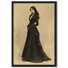 Elegant Woman Portrait Framed Canvas Print Victorian Wall Art