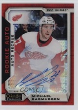 2018 O-Pee-Chee Platinum Rookie Autos Red Prism 30/50 Michael Rasmussen Auto f0l