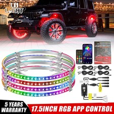 4pcs 17.5 Rgb Wheel Ring Lights Led Light For Truck Car Rim Lights Appremote