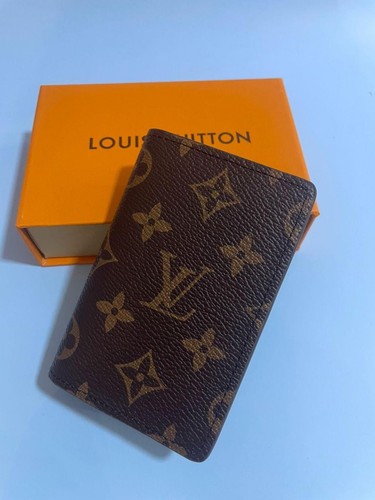 LV Louis Vuitton Pocket Organizer Monogram Eclipse Brown with box.