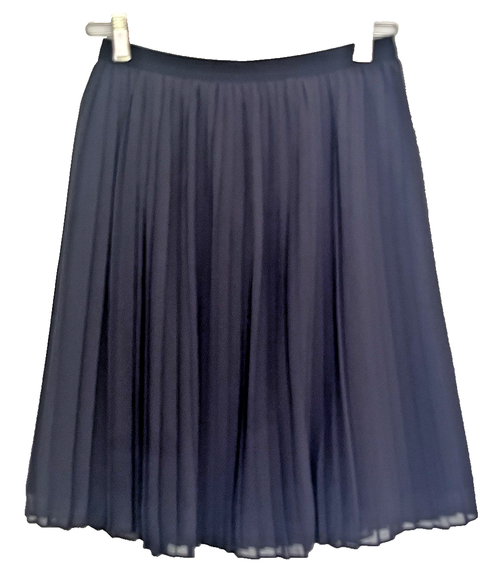 Uniqlo Chiffon Accordian Pleated Midi Skirt Size M Navy Blue Coquette  Career Cap