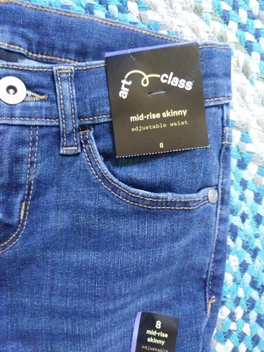 NEW NWT Art Class girls denim blue jeans size 8 mid rise skinny jeans distressed - Picture 2 of 3