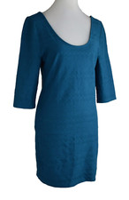 Material Girl Women's Textured Bodycon Dress Night Out Clubwear Moroccan Blue L