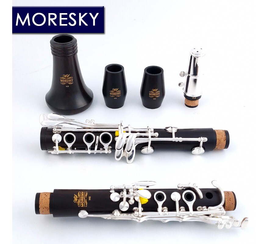 MORESKY Bb Clarinet Wooden Ebony Clarinet 17 Key Ebony Clarinet