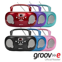 GROOV-E ORIGINAL BOOMBOX PORTABLE CD PLAYER WITH RADIO GVPS733 BLACK BLUE RED