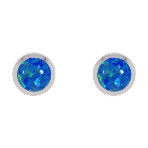 Boucles D'oreilles En Argent Sterling 925 - Topaze Bleue Ronde 6mm - Charnière, Dormeuses - Neuf