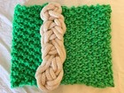 Ob.D. Handmade, Hand Knit, Team Spirit Snood/Cowl w/Laces Braid, Green & White — photo 7