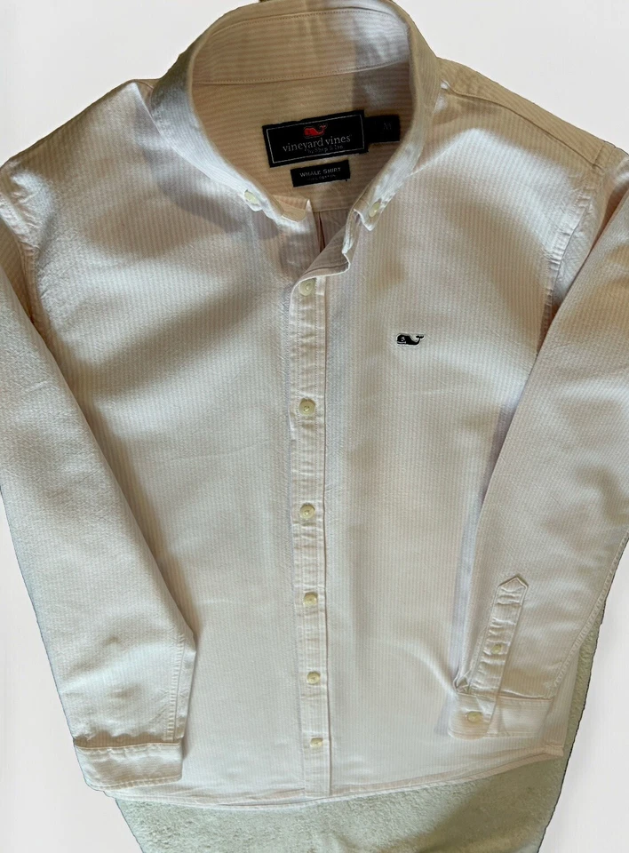 Vineyard Vines The Whale Shirt: Pink Stripped Youth Medium  - Image 2 of 2