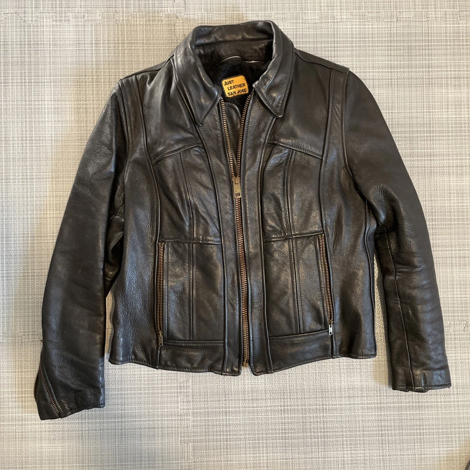 Just Leather of San Jose classic Motorcycle Jacket Size S