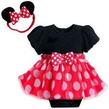 NWT Disney Store Minnie Mouse RED Baby Bodysuit Costume  3D Ears Headband SET