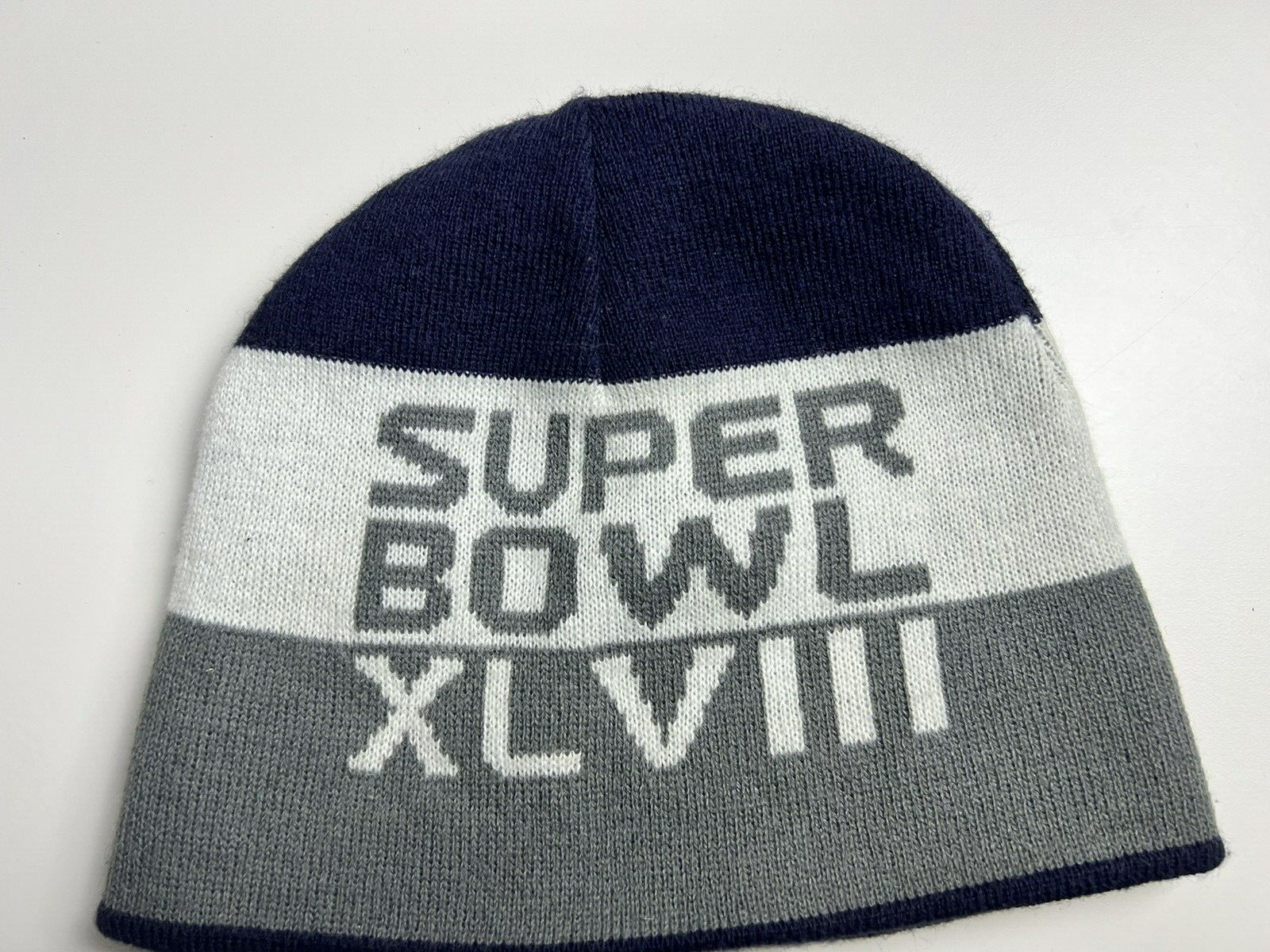Super Bowl XLVIII beanie cap for men in three-tier colors-image