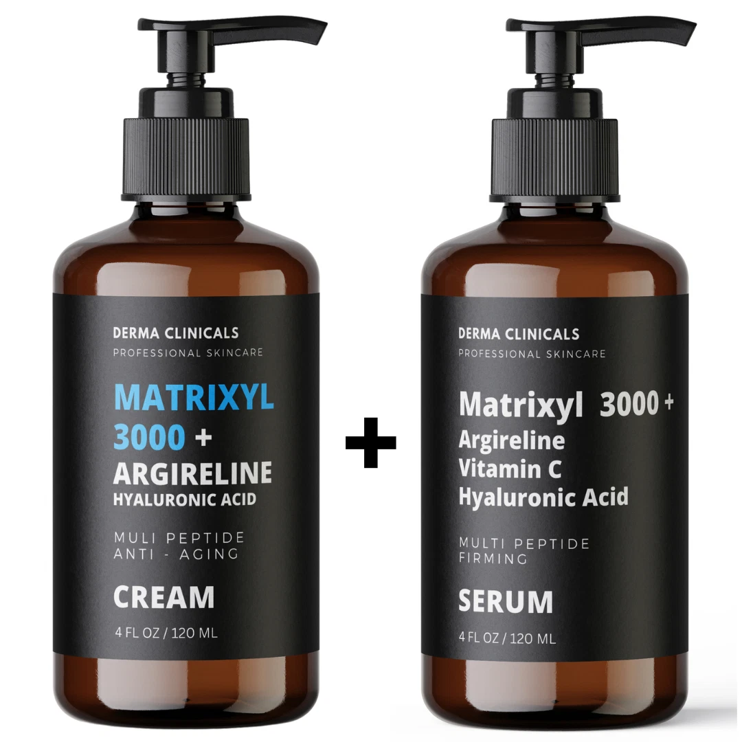 2 Pk - Matrixyl 3000, Argireline Hyaluronic Acid AntiAging Wrinkle SERUM + CREAM
Opens in a new wind
