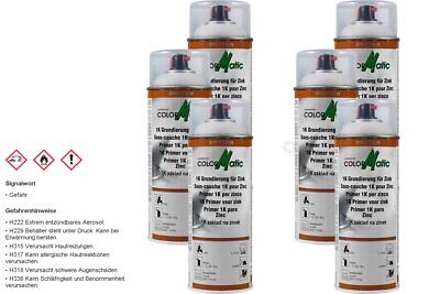 6x Colormatic Professional 1K Grundierung für Zink primer hellgrau 400ml
