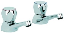 Club Traditional Basin Taps Chrome Pair With Metal Heads