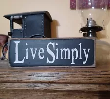 Live Simply Rustic Primitive Country Farmhouse wood shelf sitter sign home décor