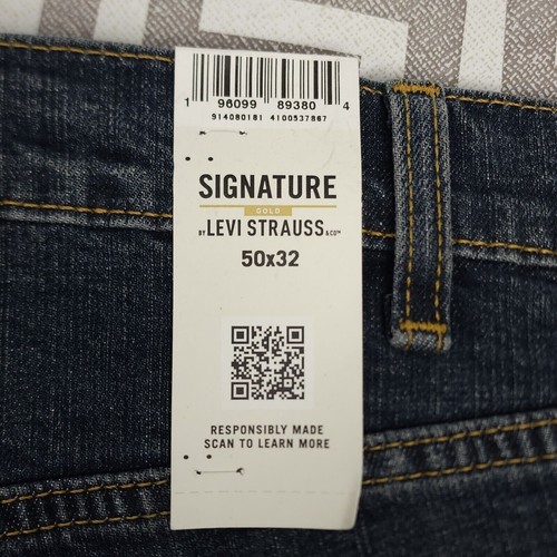 Signature Gold by Levis Strauss Mens Denim Jeans Relaxed Premium Flex 50" x 32" - Picture 7 of 12