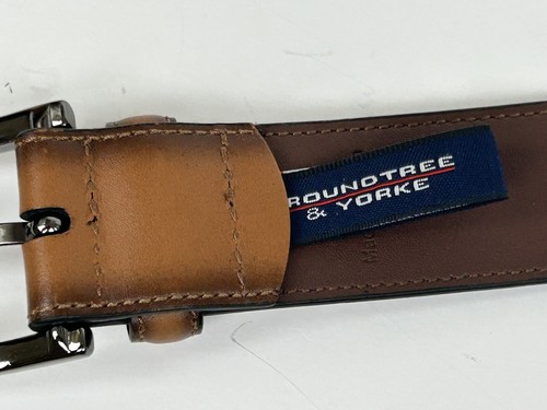 ROUNDTREE & YORKE Brown Amigo Nappa Full Grain Leather Dress Belt Waist Size 32 - Picture 8 of 11