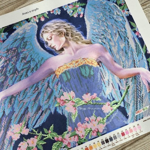 Bead Embroidery Kit Angel And Dove DIY Craft Printed Canvas tk-070 - Picture 11 of 18
