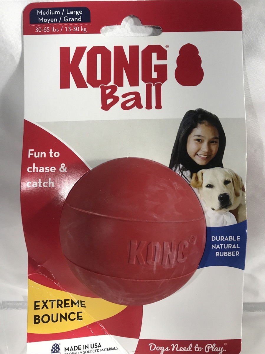 KONG Classic Bounce Ball MEDIUM/LARGE Durable Rubber Fetch & Chew Dog Toy |  eBay