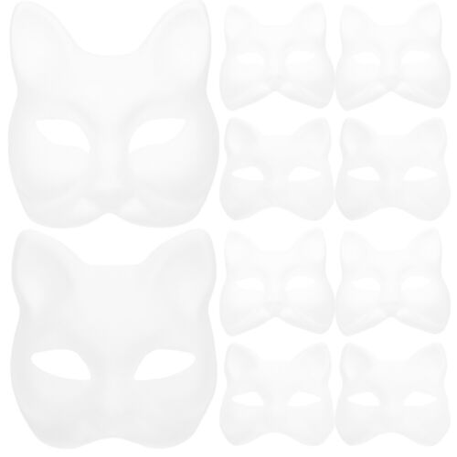 10 Stck. leere weiße Gesichtsmasken zum Selbermachen Maskerade Party-II - Bild 1 von 12
