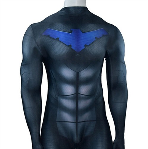 Nightwing Jumpsuit Dick Grayson Tights Robin Bodysuit Cosplay Costume Adult/Kids - Picture 9 of 11
