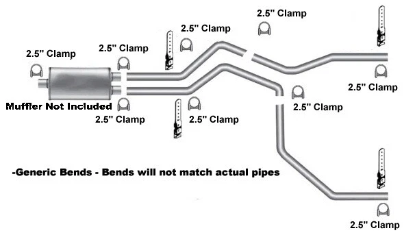 2004 - 2008 Dodge Dakota 3.7 4.7 оправка изогнутая двойной выхлопной трубы комплект - Изображение 2 из 2