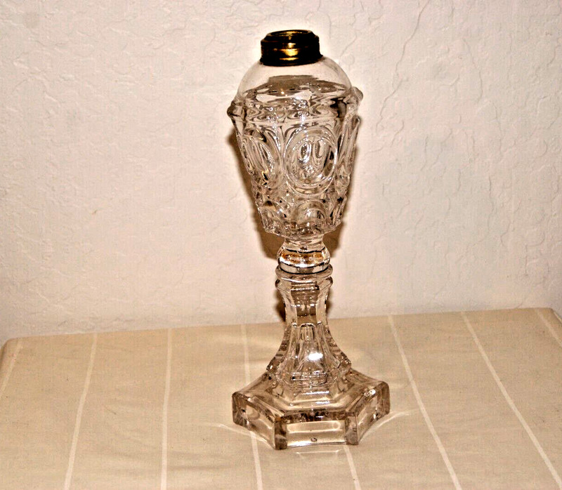 antique glass whale oil lamp