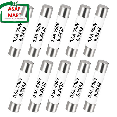 PENGLIN 10PCS DMM Fuses Fast Blow 0.5A 600V, Digital Multimeter Replacement Fuse