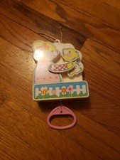 Vintage 1982 Tomy musical crib toy momma bear With Baby Bear Pink Works Great