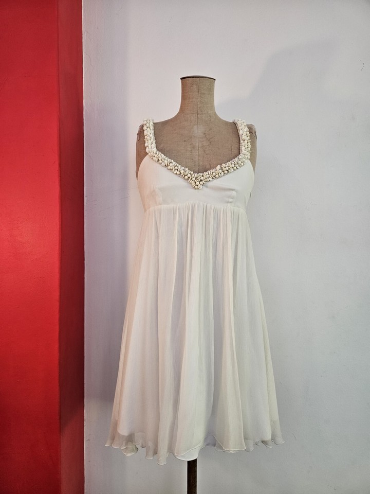 Truese Silk Babydoll Dress White Size 10 Fits 8-10